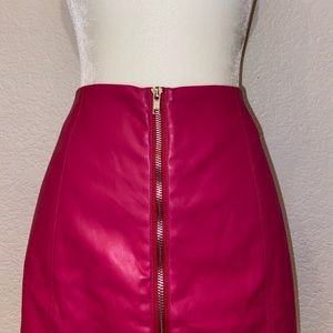 pink leather skirt